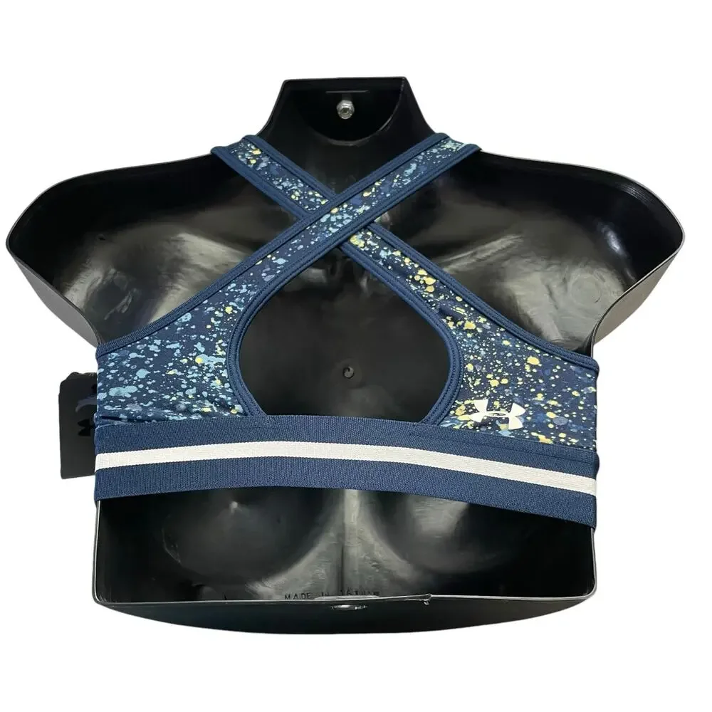 Under Armour Womens Sports Cross Back Bra Size XS Project Rock Compression Navy